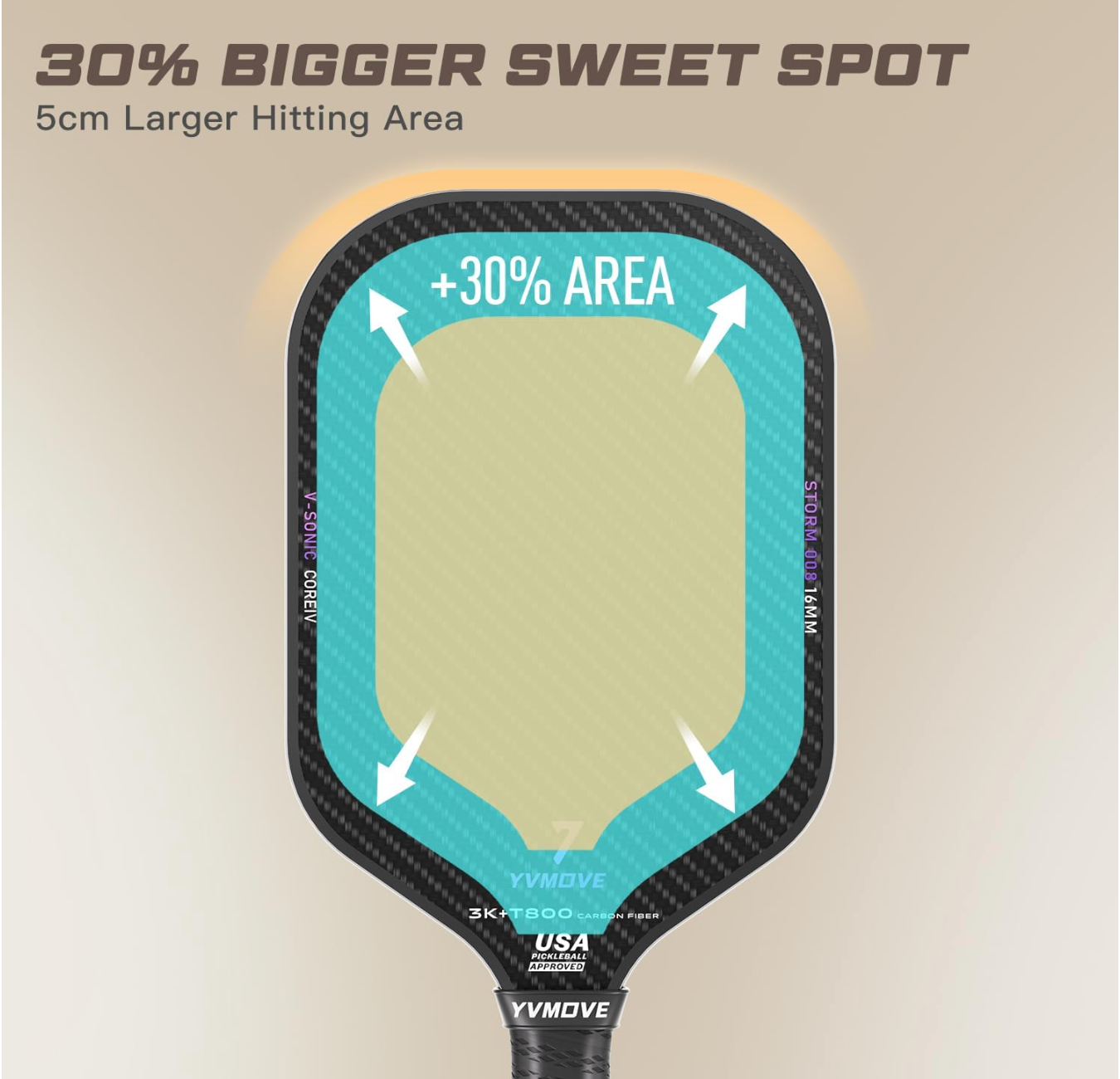 YVmove T800 Carbon Fiber Pickleball Paddle
